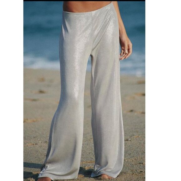 Zara Pants - NWT Zara silver metallic stretch pants size small
